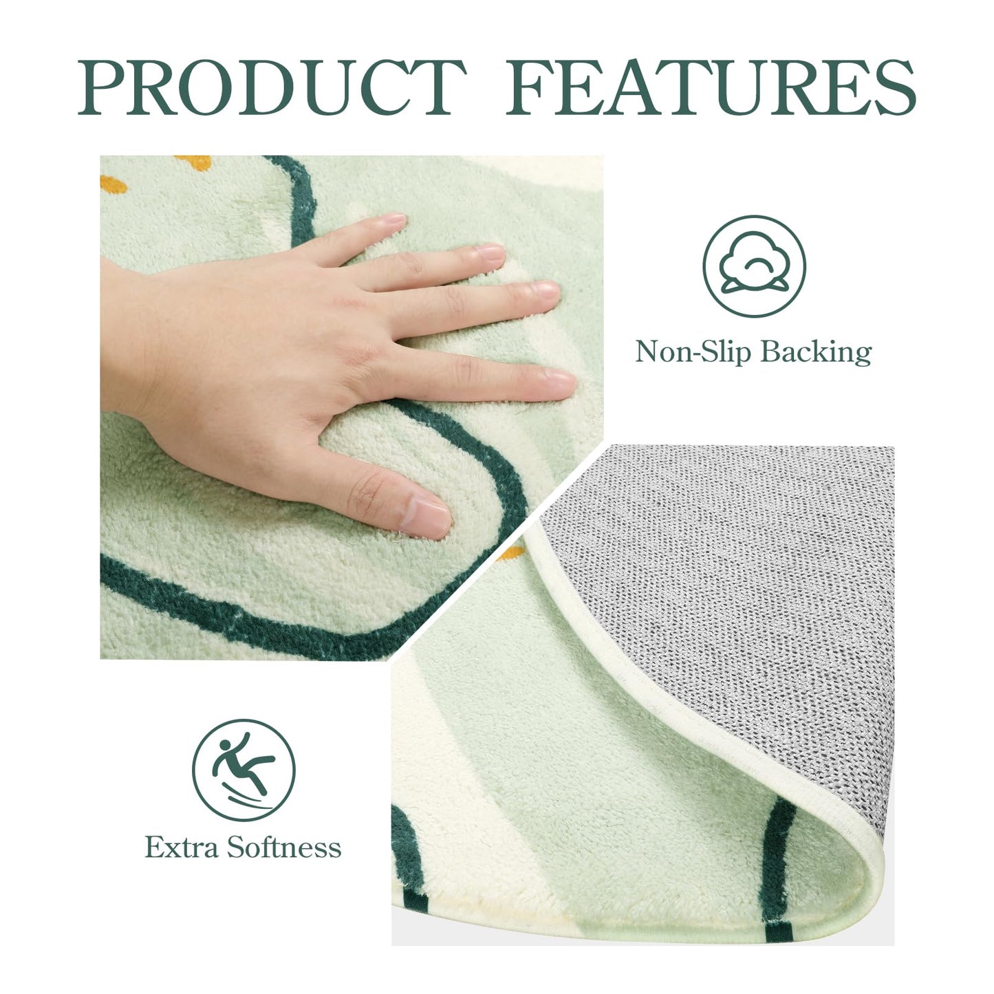 Lahome Sage Green Boho Area Rug 5x7, Washable Non Slip Soft Botanical Rug for Living Room Bedroom Cozy Home Decor