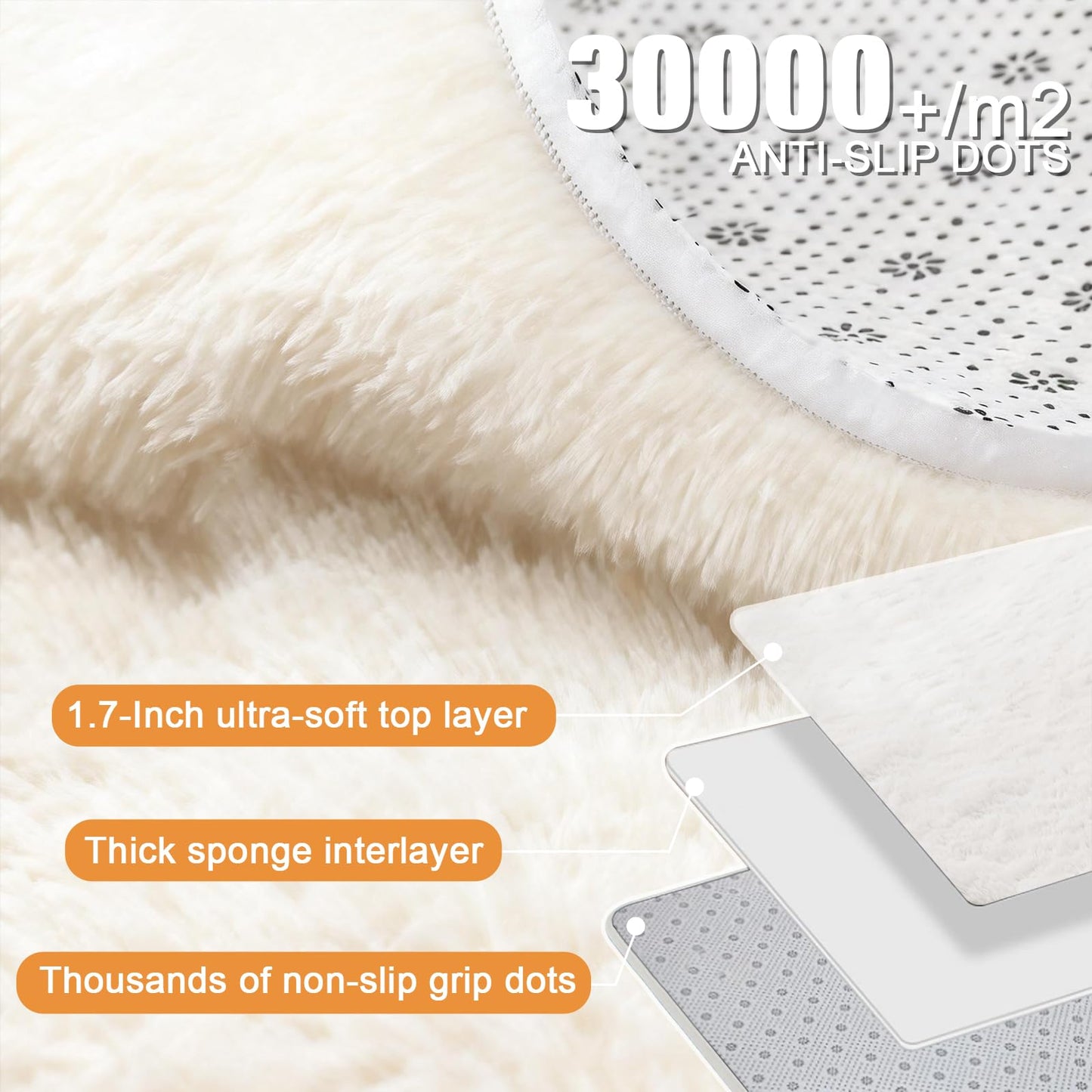 9x12 Shag Area Rugs for Living Room, Extra Large Ultra Soft Fluffy Furry Rug for Bedroom, Indoor Carpet Plush Fuzzy Nursery Rugs for Kids Girls and Boys, Dorms, Classroom, Home Decor Aesthetic, White