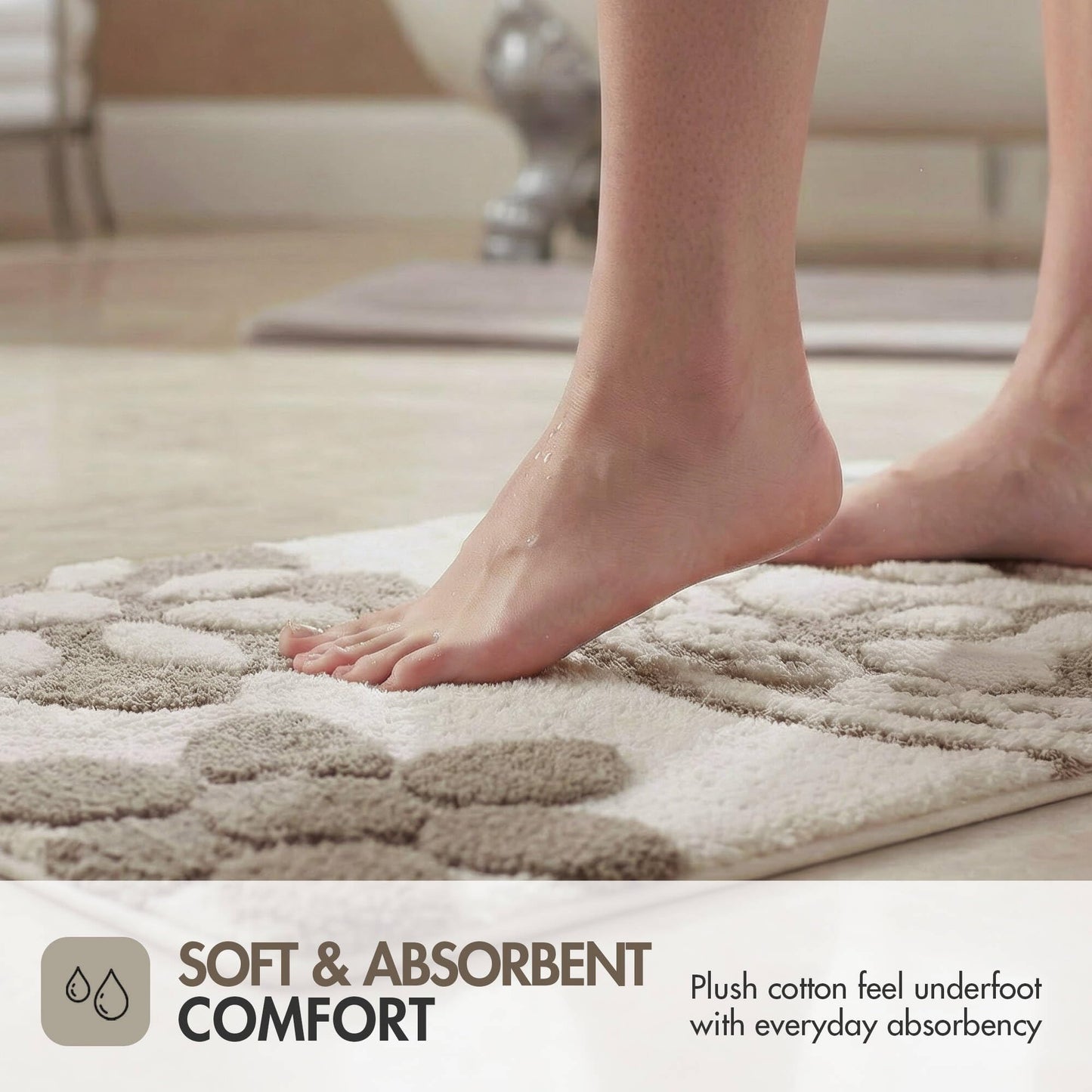 Madison Park Casablanca 100% Cotton Tufted Bathroom Rugs Luxurious Plush Medallion Floral Pattern Bath Mat Absorbent, Quick Dry, Spa Design Shower Room Décor, Round 25", Taupe