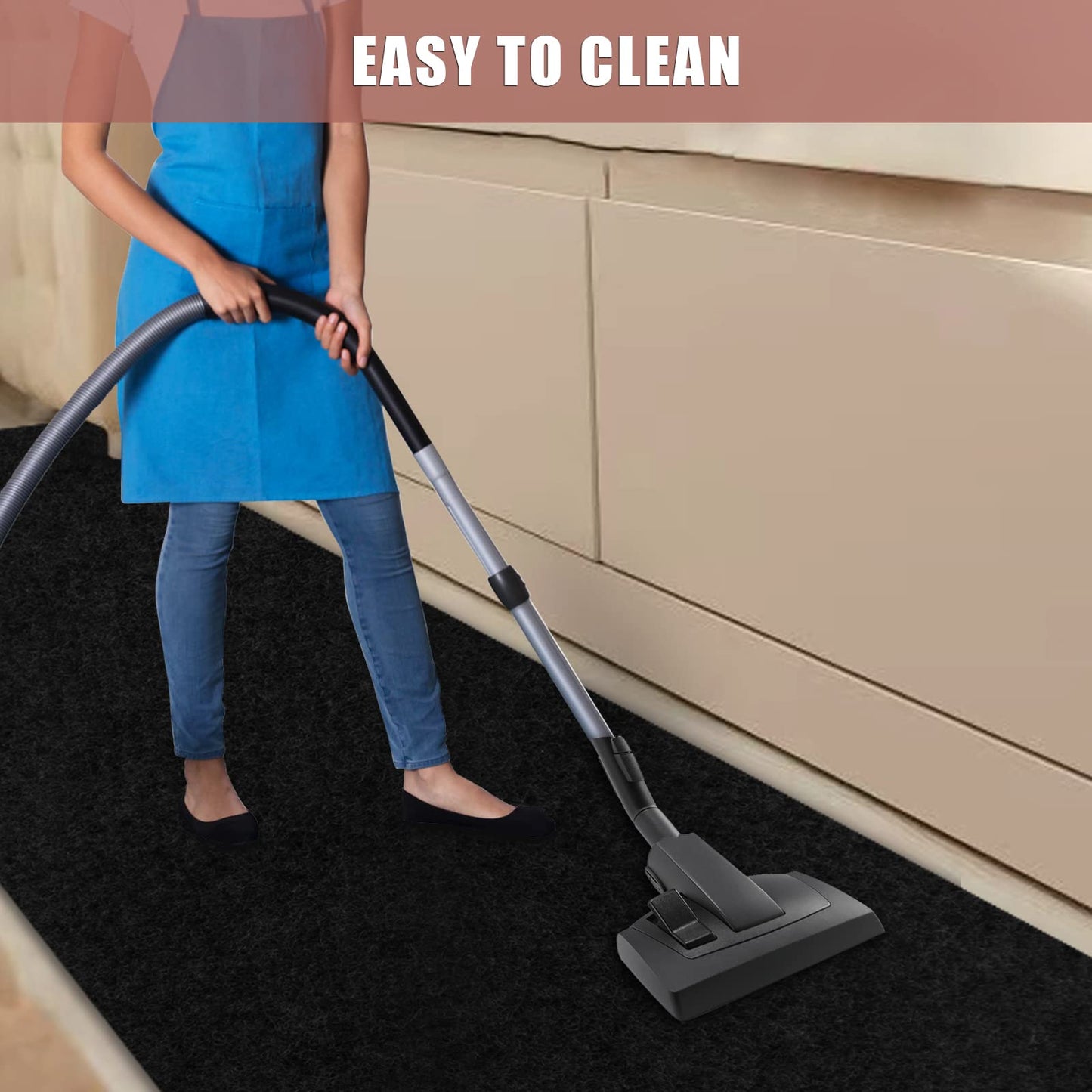 Runner Rug 2 ft x 6 ft Carpet Runners, Indoor/Outdoor Hallway Kitchen Entryway Bedroom Area Rugs with Non-Slip Rubber Backing, Garage mat, Black, Custom