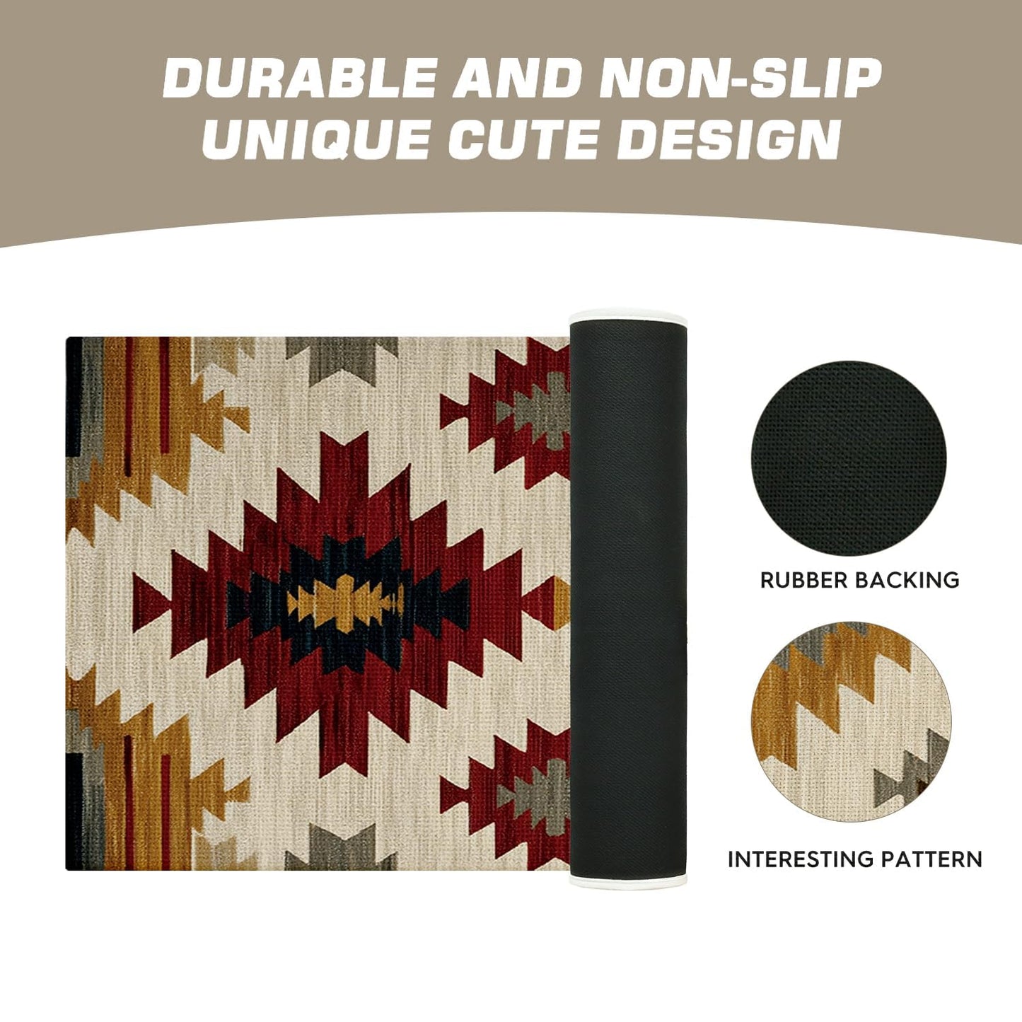 Artoid Mode Non Slip Washable Diamond Pattern Retro Doormat, Home Decor Absorbent Natural Rubber Back Home Decor Door Mat Floor Mat 17x47 Inch