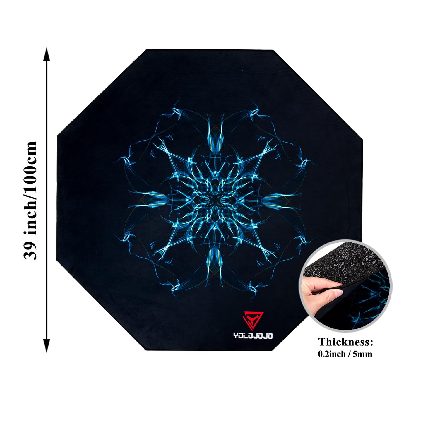 YOLOJOJO Office Chair Mats Hard-Floor Chair Mats Office Gaming Chair Mat with Blue Lightning Design, Octagon Shape (Purple)