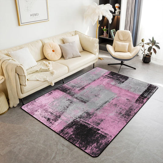 Erosebridal Pink and Grey Area Rug 3x5 for Living Room Pink Gray Black Watercolor Ombre Tie Dyed Rug for Girls Women Grunge Abstract Area Rugs Hippie Oil Painting Indoor Floor Mat Non Slip