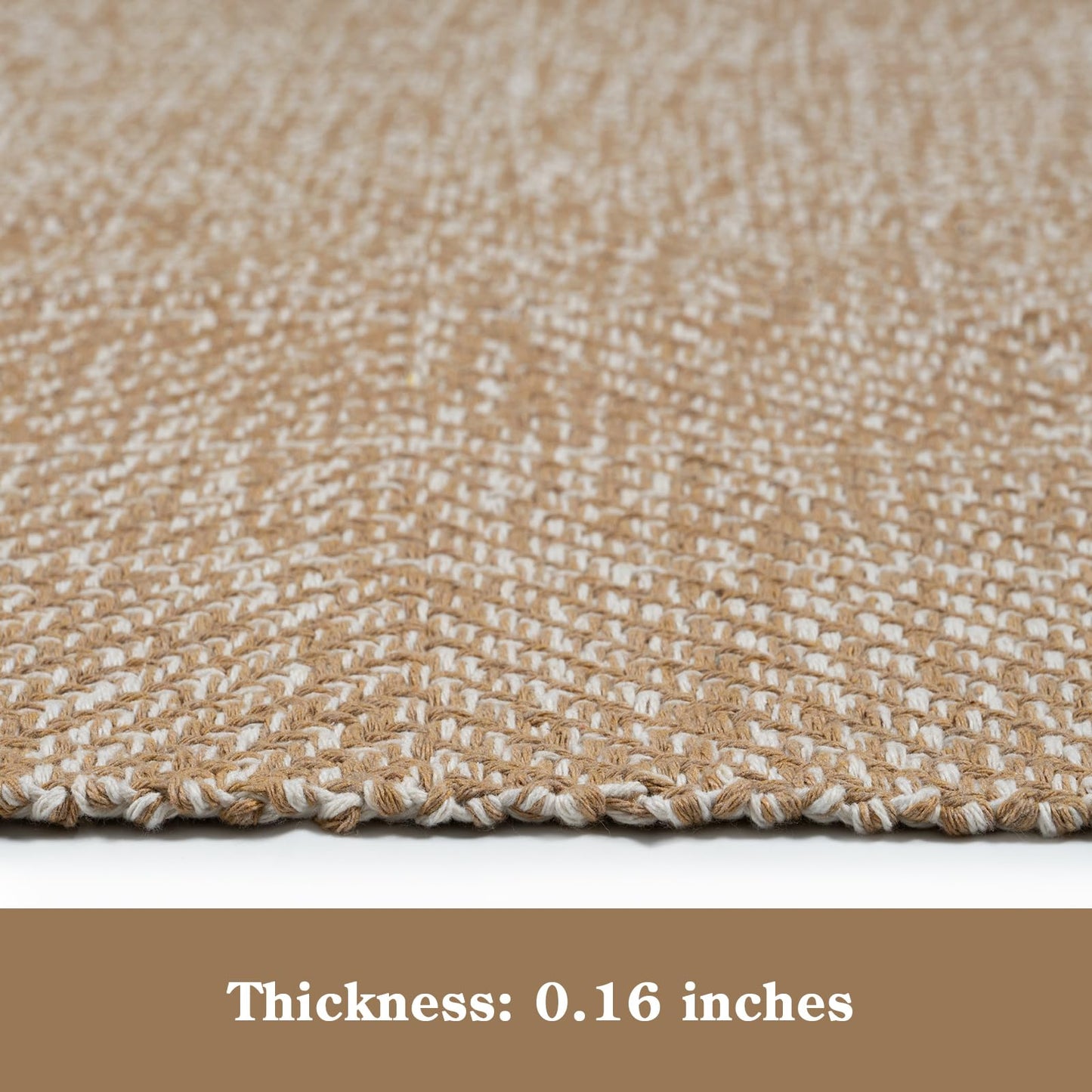 Collive Boho Living Room Area Rugs, 5 X 8 ft Washable Moder Woven Cotton Bedroom Rug, Tan Farmhouse Braided Carpets for Dining Room Nursery Room Dorm Patio Balcony Decor
