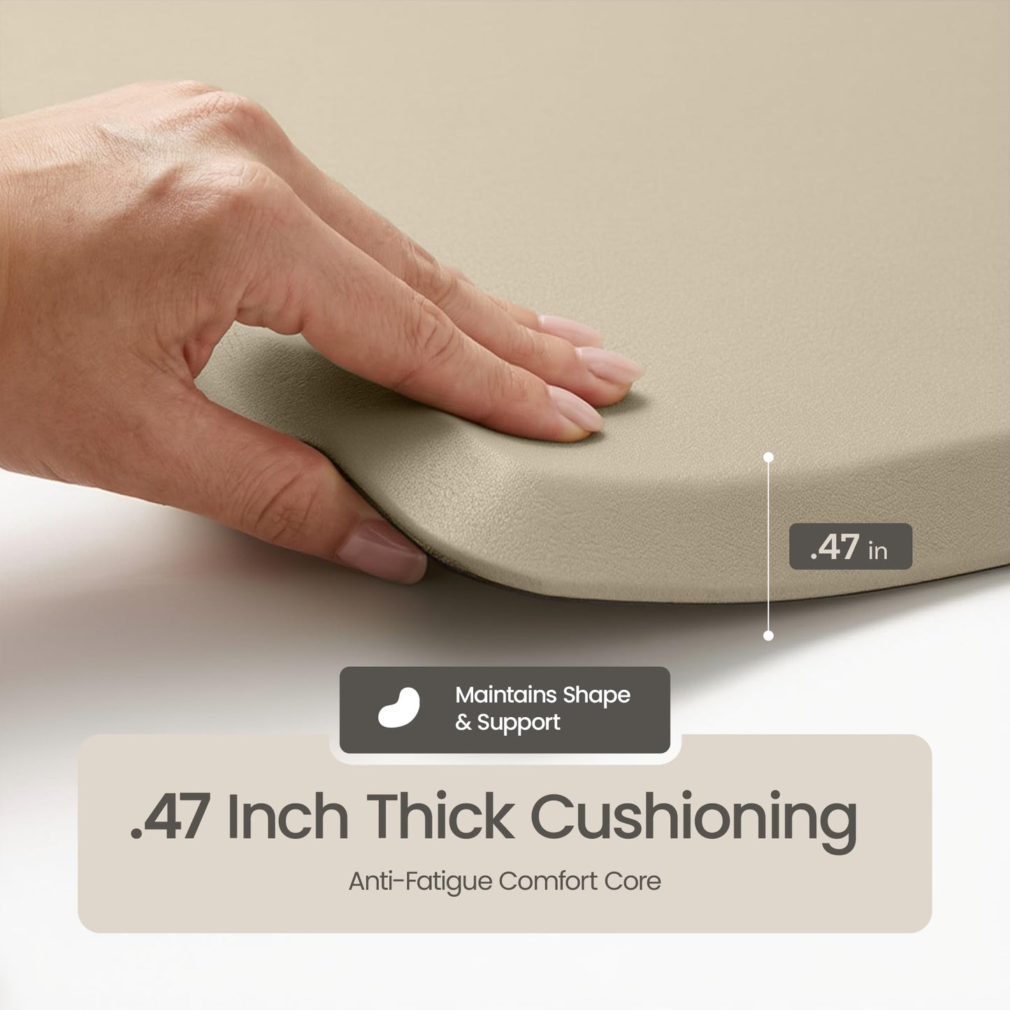Anti Fatigue Kitchen Mats for Floor | Padded Kitchen Rugs | Non Slip, Cushioned Standing Desk Mat | Waterproof Floor Mat for Home and Office | 17.3" x 28" X 0.47", Beige, 1-Pack | More Décor