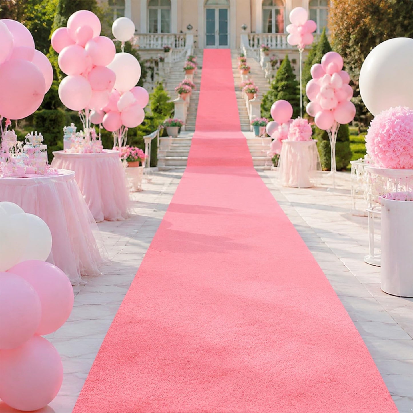 MECARPET 4ft x 15ft Light Pink Carpet Runner for Party,Anti Slip Thickening 350 GSM Non-Woven Polyester Fabric Aisle Runner for Wedding Ceremony, Pink Runner Rug for Prom