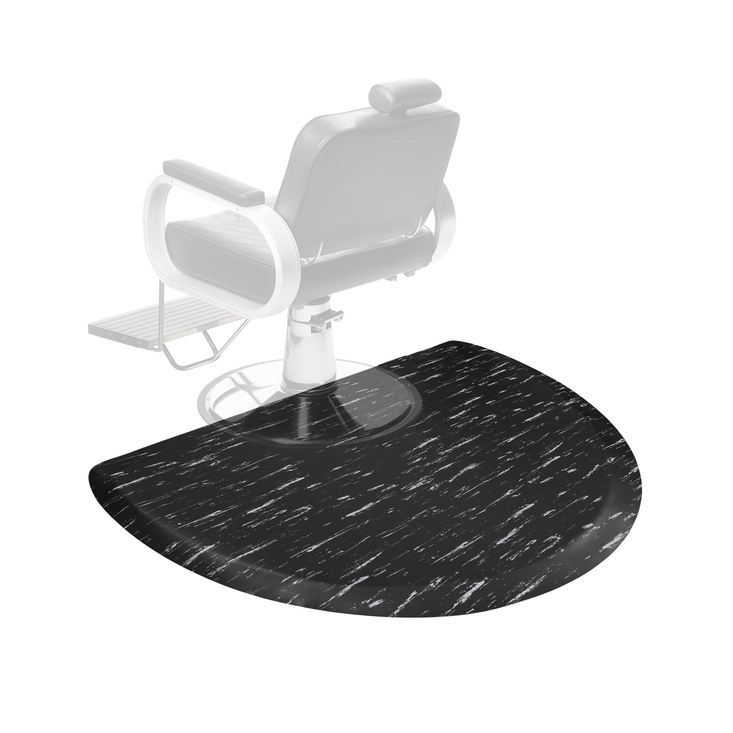 Amcomfy Anti Fatigue Semi Circle Salon Mat for Hair Stylist Anti-Slip Antique Series Salon & Barber Shop Chair Floor Mat (3' x 5' x 1/2'', Marbled Black)
