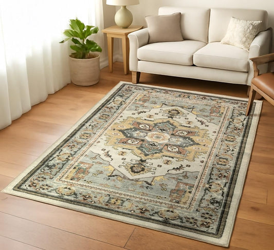 Muddy Mat® Floral Multicolor 6x9 Boho Area Rug – Washable Area Rugs for Living Room, Bedroom & Dining Room – Modern Soft Low Pile Non Slip Carpet – Pet Friendly Waterproof Foldable Rugs for Home