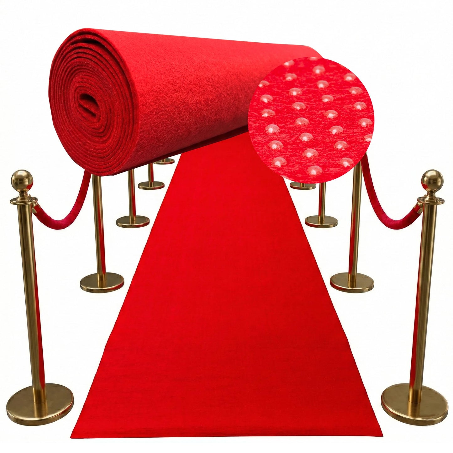 Red Carpet Runner for Party - Durable, Non Slip Red Rug - Hollywood Theme Party Decorations, Wedding Ceremony, Runway, Prom, Indoor & Outdoor Event (2.2x16.4ft)