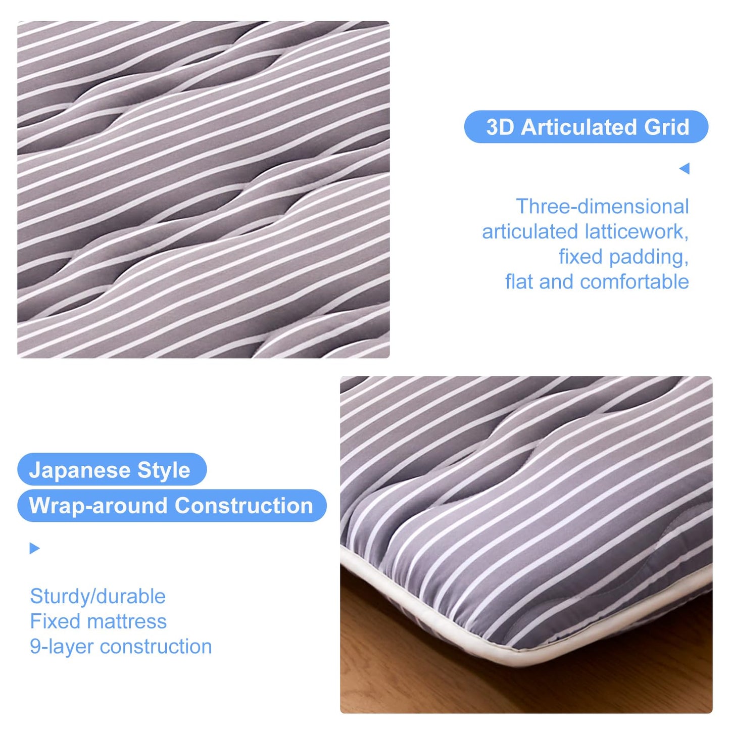 jzbearapt Premium Foam Japanese Floor Mattress Futon Mattress,100% High Density Comfortable Foam, Thicken Tatami Mat Sleeping Pad, Ideal for Comfort and Support, Queen (80" X 60")