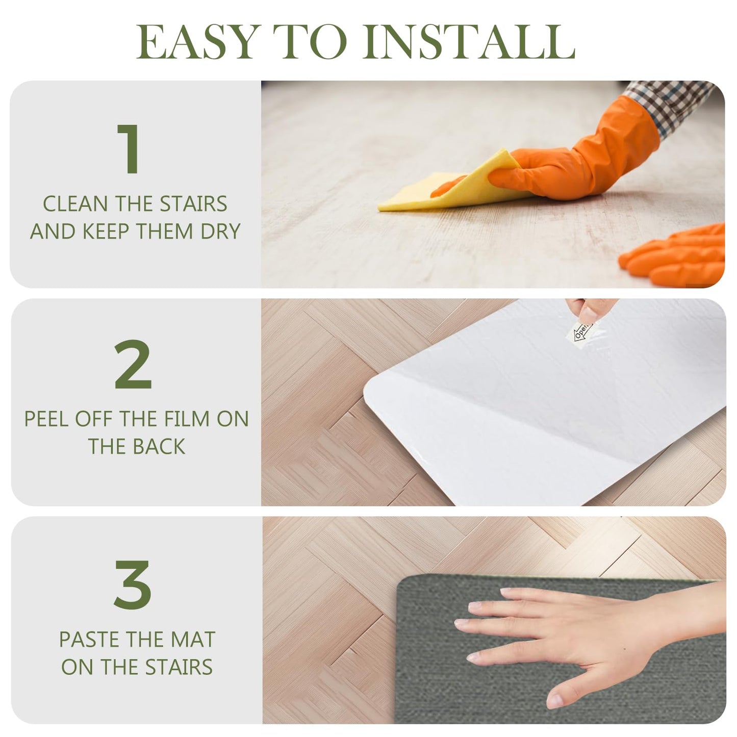 Riadyet 8" x 22" Non-Slip Stair Treads (5-Pack) – Slip-Resistant Safety Mats with Reusable Adhesive for Indoor Stairs (Dark Gray)