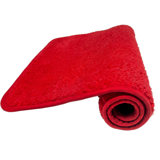 Eanpet Red Bathroom Rugs Water Absorbent Chenille Bath Mat for Bathroom Machine Washable Shower Mats Bath Rug for Kids Shower Tub,16" x 24",Red