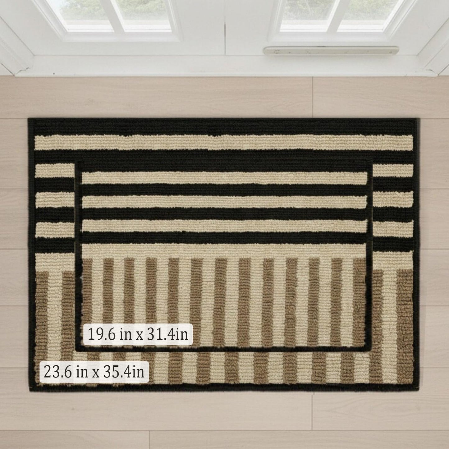 19.5"x31.5" Khaki Indoor Door mat Non-Slip Inside Front Doormats Entryway Mat Resist Dirt Washable Low Profile Floor Mats for Indoor Outdoor Home Patio