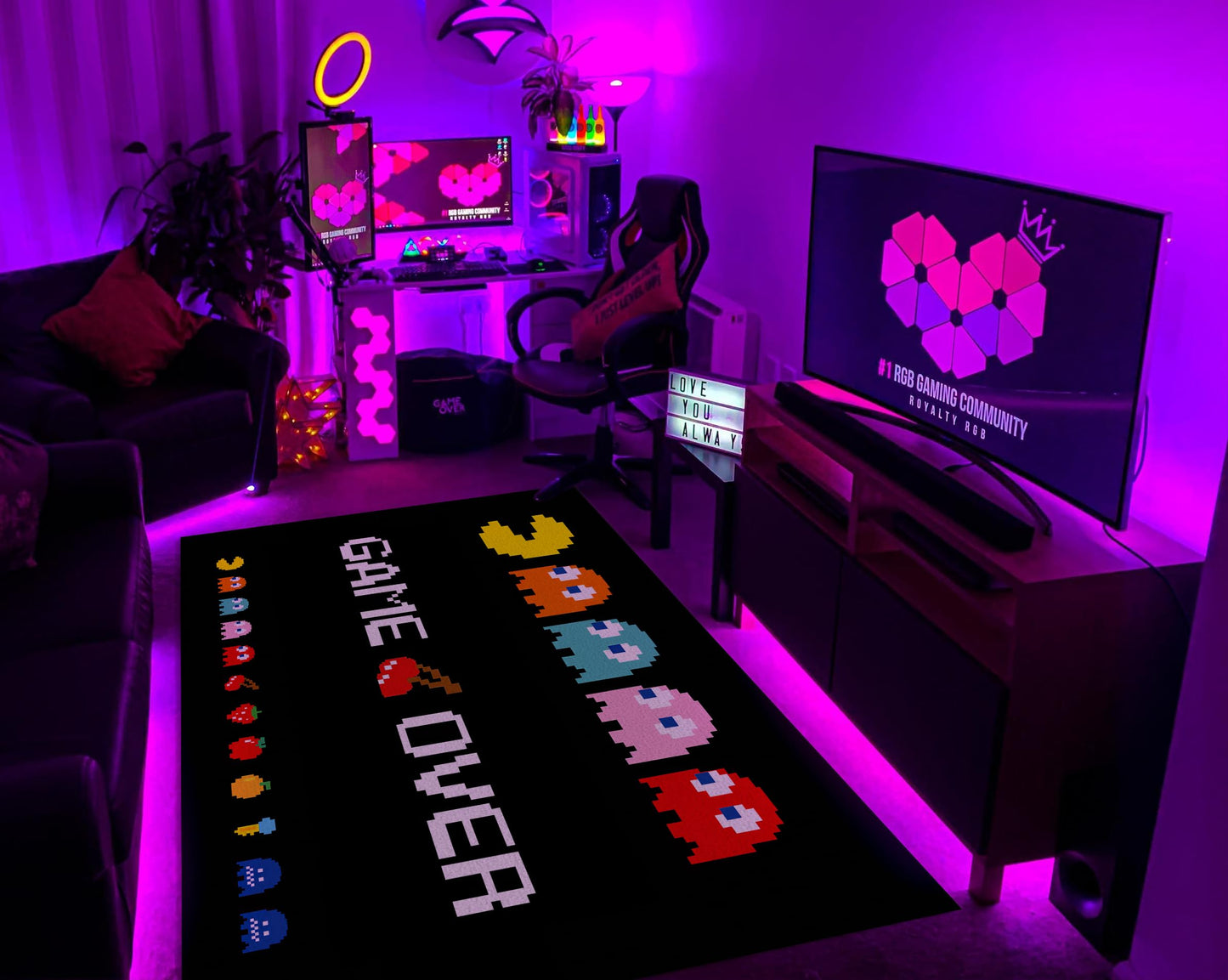 Classic Arcade Games Rug Retro 90s Arcade Theater Style Popular Game Room Area Rug for Living Room Playroom Decor Carpet Modern Fun Game Rug 3' x 4'