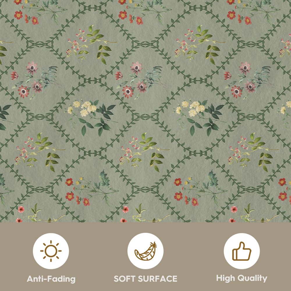 Artoid Mode Green Floral Geometric Modern Summer Area Rug, Spring Home Decor Low-Profile Washable Large Rug for Living Room Bedroom Farmhouse Dining Room Kids Playroom 5x7 Feet