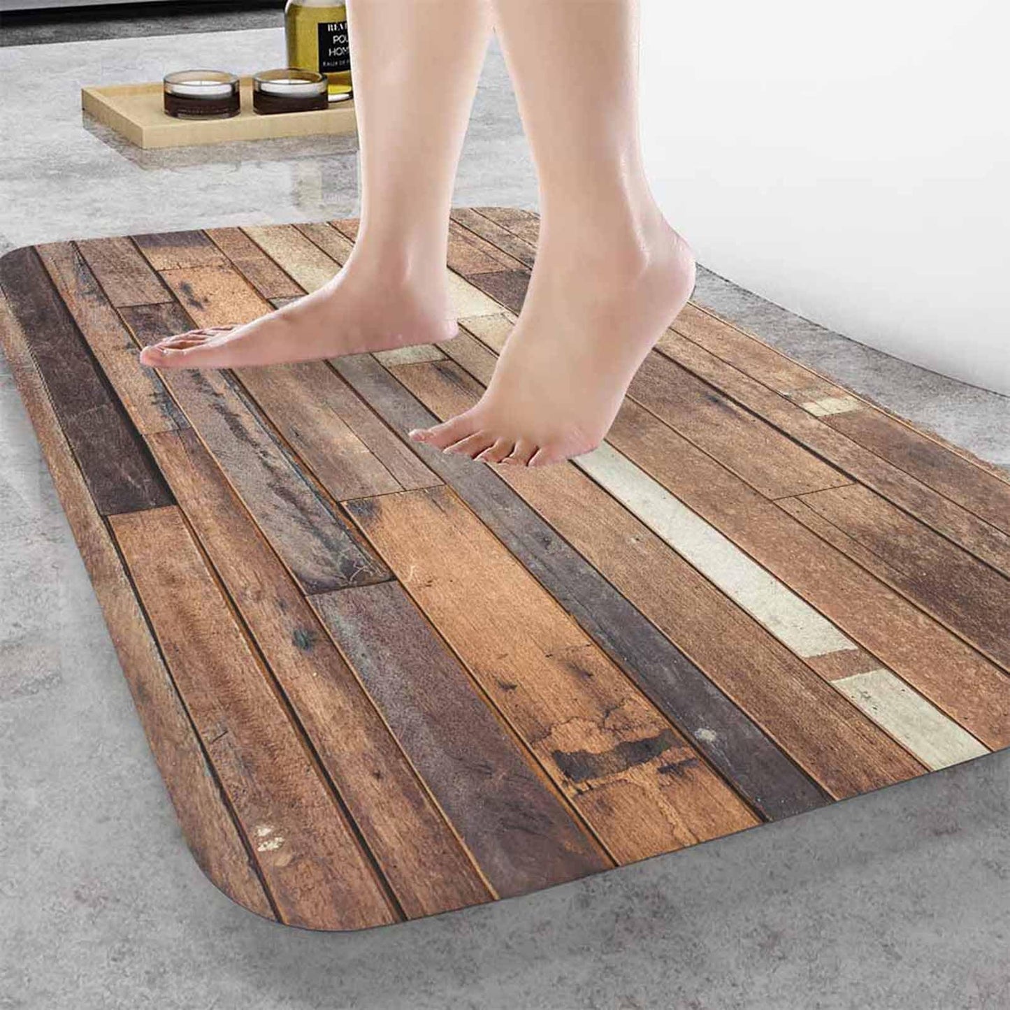 Old Wood Plank Background Bath Rugs Microfiber Bathroom Mat Soft Plush Shaggy Shower Mat for Bathroom Fluffy Comfortable Water Absorbent Carpet Non-Slip Machine Washable 20"X30"