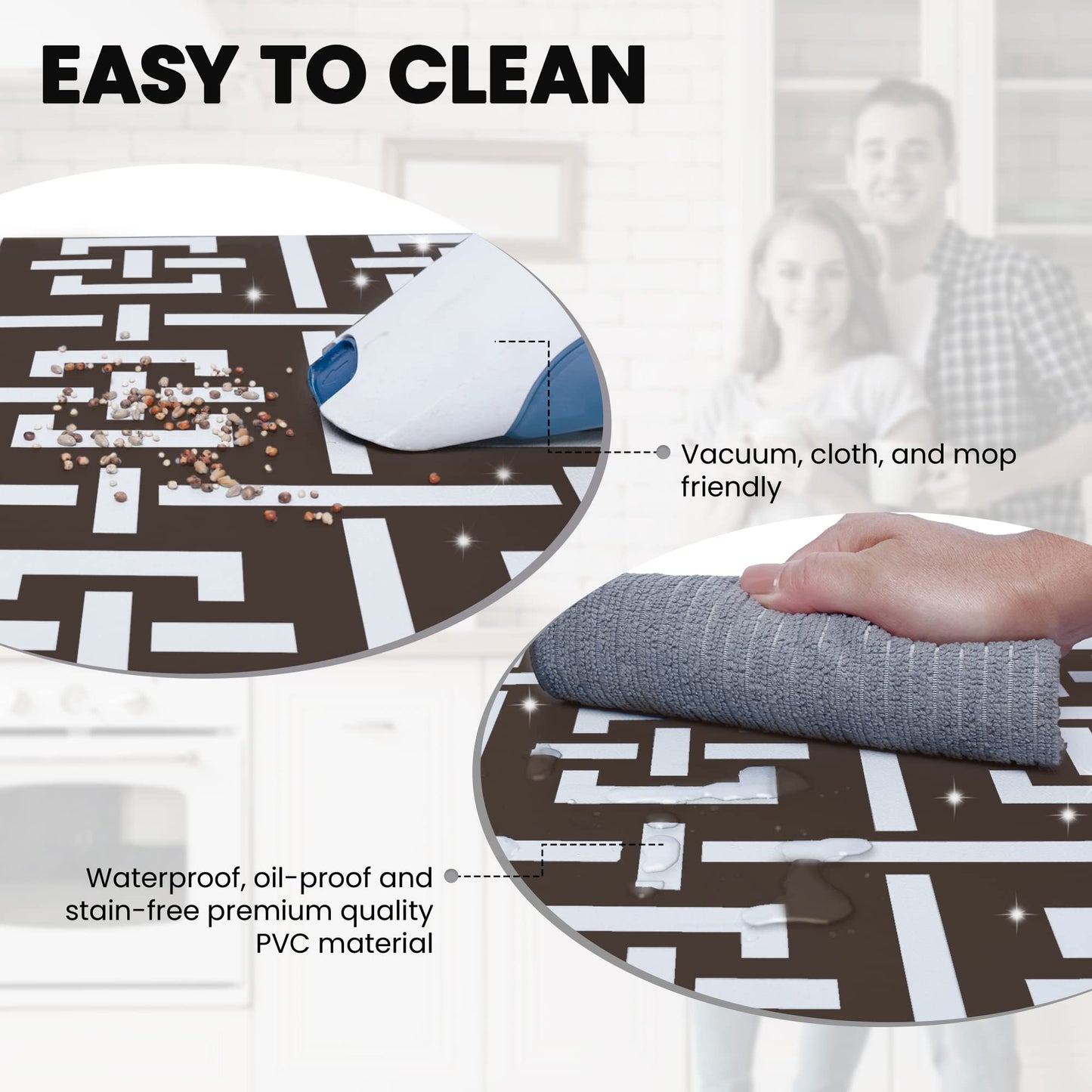Dgrandma Kitchen Mat Anti-Fatigue Ergonomic Cushioned Kitchen Mats and Rugs Non Slip Waterproof Heavy Duty PVC Comfort for Kitchen Floors Standing Desk Sink Bath Laundry Room. 17.3”x 28”. Chocolate