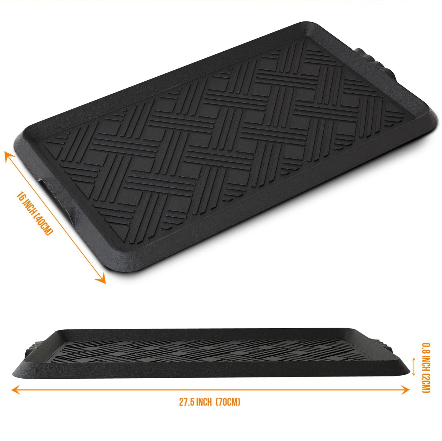 LFCONNECT Rubber Boot Tray, Shoe Trays for Entryway, Versatile Boot Mat Tray with Raised Edge, 27.5"x16" Rubber Mat for Shoe Organizer Indoor/Outdoor Use