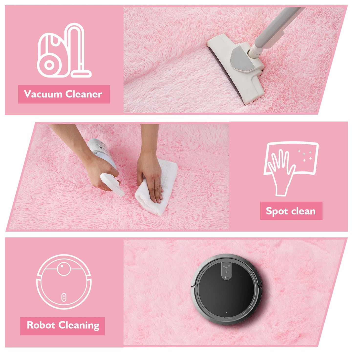Shag Area Rug for Bedroom 5x8,Pink Fluffy Area Rugs for Living Room,Soft Fuzzy Rug Non-Shedding Indoor Plush Carpet for Bedroom Dorm Home Decor