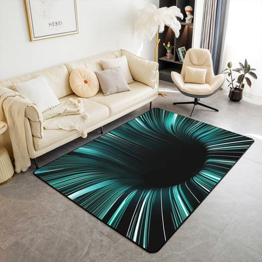 Erosebridal Stripes Area Rug 3x5, Ombre Geometric Striped Carpet for Bedroom Living Room, Abstract 3D Vortex Modern Rectangular Indoor Floor Mat, Simple Green Black Line Decorative Rug