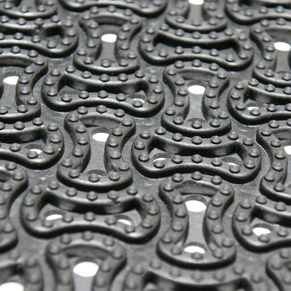 Rubber-Cal Dura-Scraper Drainage Commercial Door Mat - 3/8 in x 2 ft x 3 ft - Black Rubber Doormats