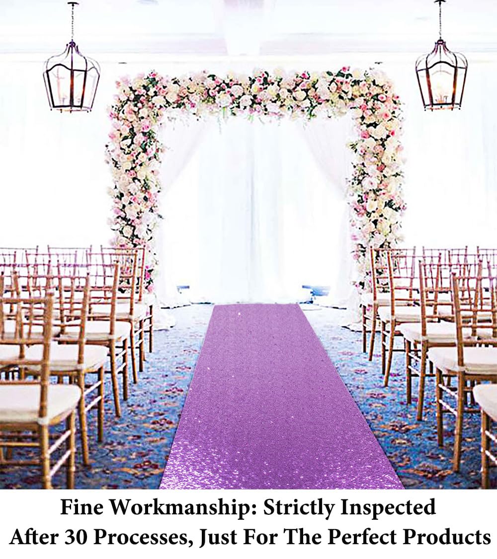 DUOBAO Aisle Runner for Wedding 15FTx2FT Sequin Aisle-Runner Indoor Outdoor Ceremonies Decor Lavender Carpet Runners Rugs Church Runner Wedding Walkway