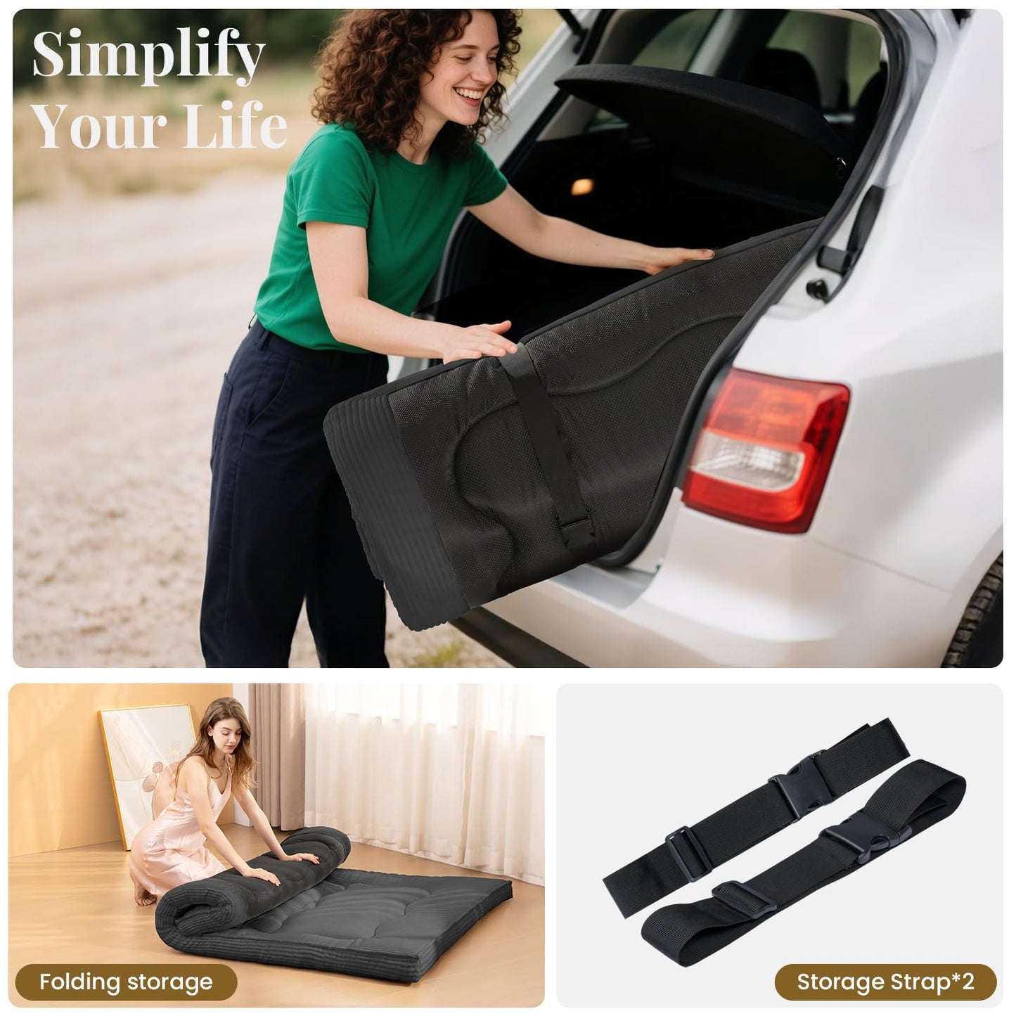 NLDD Futon Mattress Queen Size, 4" Thicken Japanese Futon Mattress Sleeping Pad, Corduroy Foldable Floor Mattress, Roll Up Tatami Mat for Adults Guest Room Bedroom, Grey