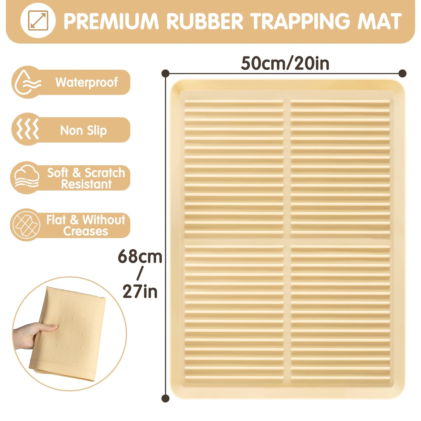 Ycozy Cat Litter Box Mat-Rubber Cat Litter Mat Waterproof Silicone Pad Kitty Litter Catcher Trapping Mat Easy Clean (27'' x 20")