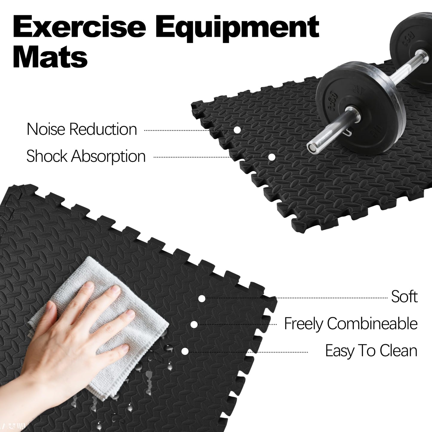 BalanceFrom Puzzle Exercise Gym Flooring Mat, 3/4" Thick EVA Interlocking Foam Tiles Workout Mat for Home Gym, 96 Square Feet, Graphite
