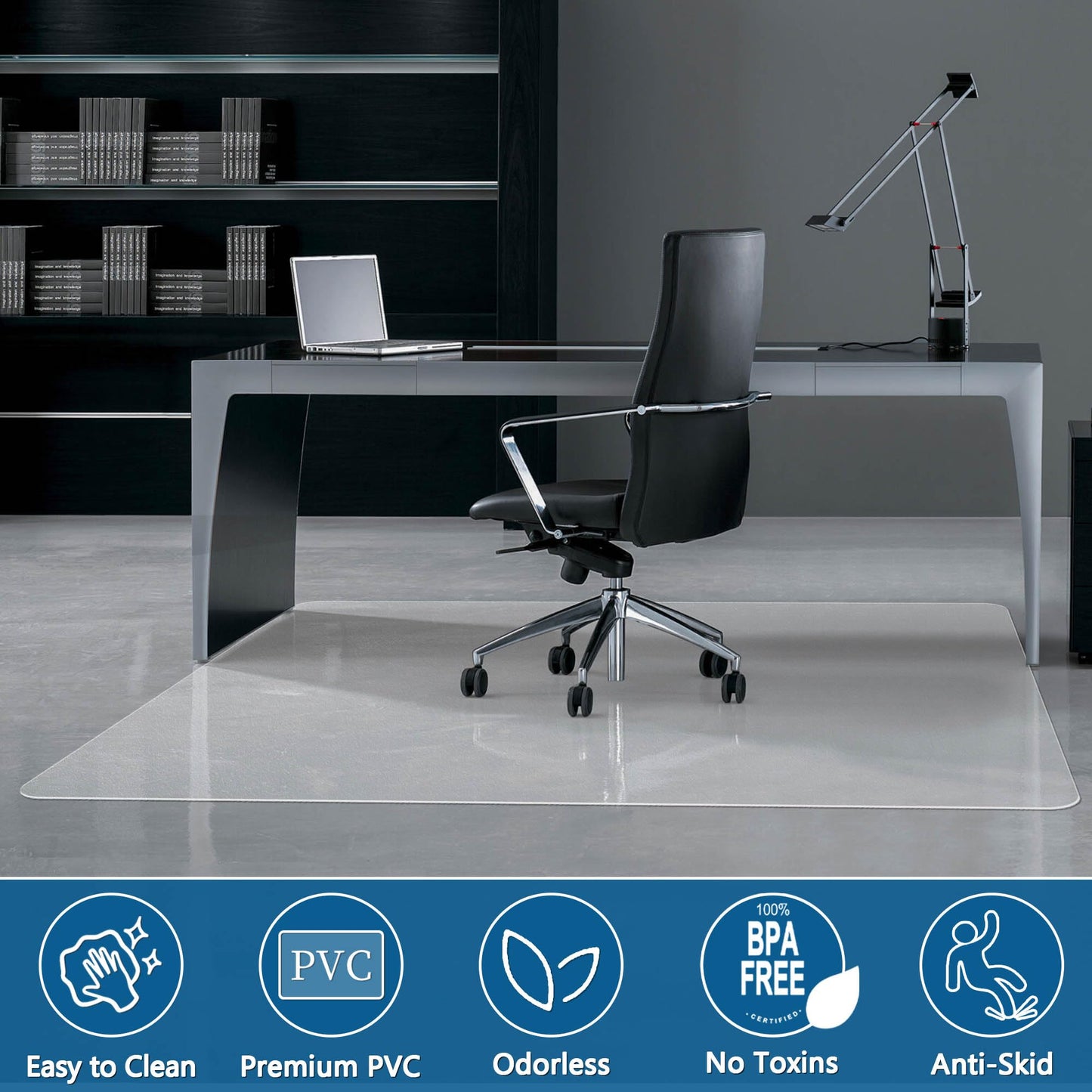 Futurwit Large Chair Mat for Hardwood Floor, 46” x 60” Office Chair Mats, Clear Floor Protector Mat, Easy Rolling Chair Mats for Home Office, Easy to Clean (Rectangle)