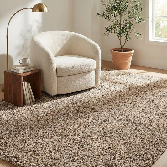Unique Loom Solid Shag Collection Area Rug (7' 10" x 10' Rectangle, Taupe)