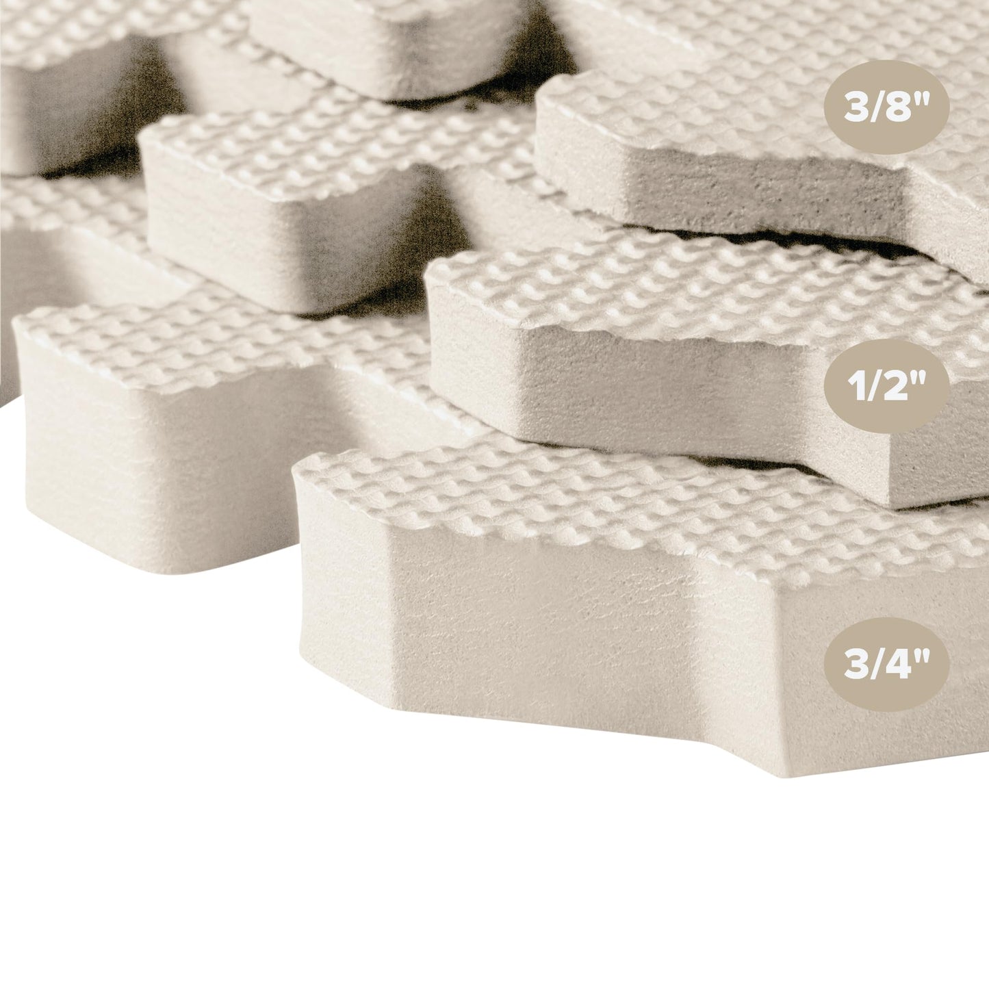 We Sell Mats 1/2" Thick Multipurpose EVA Foam Exercise Floor Mat, Interlocking Tiles, Anti-Fatigue for Home or Gym, 24 in x 24 in, 12 Tiles, Sand