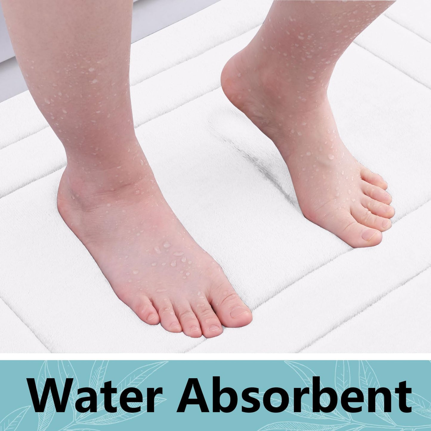 Arotive Memory Foam Bathroom Rug Mat 47x17, Ultra Soft and Absorbent Bath Mat, Machine Wash Dry, Comfortable Bath Rug Carpet for Bathroom Floor, Tub and Shower, White