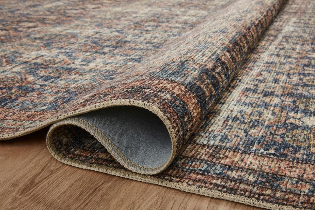 Loloi Amber Lewis Billie Collection, Ocean & Brick 8'-6" x 11'-6" Area Rug – Antique & Distressed Accent Rugs for Living Room, Bedroom, Entryway & Hallway, No Shed High Traffic Area Home Decor Rug