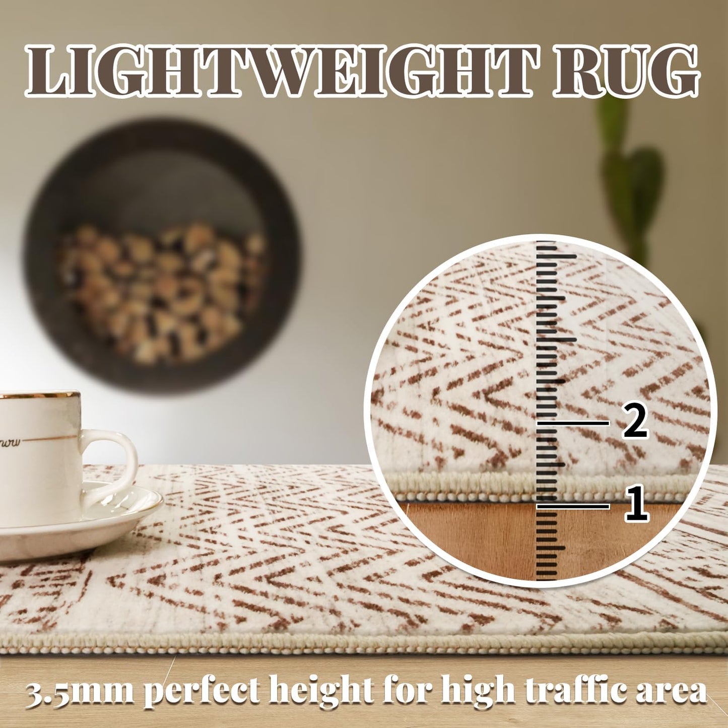 Ksrau 2x5 Hallway Runner Rug - Moroccan Non Slip Long Rug for Entryway Soft Low-Pile Washable Neutral Rugs for Kitchen Small Waterproof Indoor Floor Carpet for Bedroom Bathroom Laundry 2x5 Beige