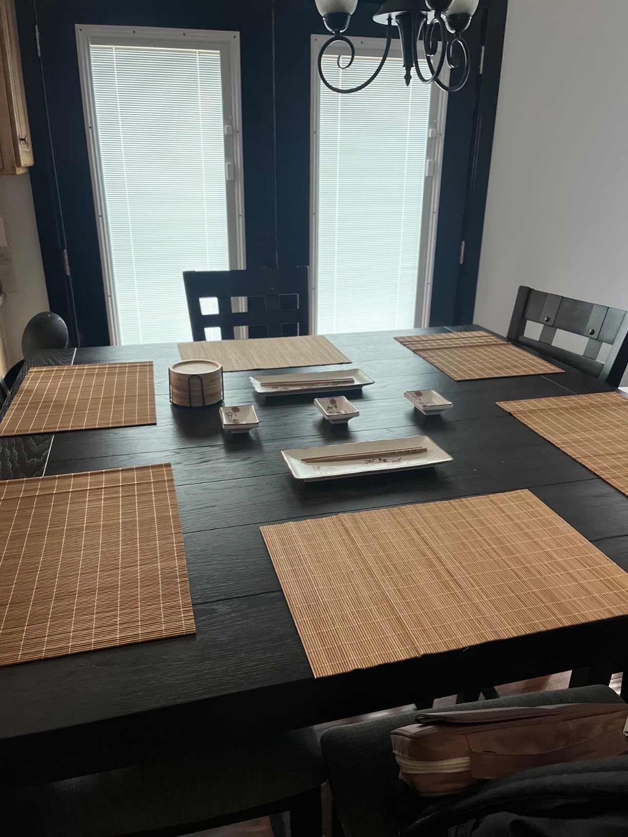 Metany Dining Table Placemat, Heat-Resistant Place Mat Stain Resistant Anti-Skid Washable Bamboo Table Mat Placemat Kitchen Table mat