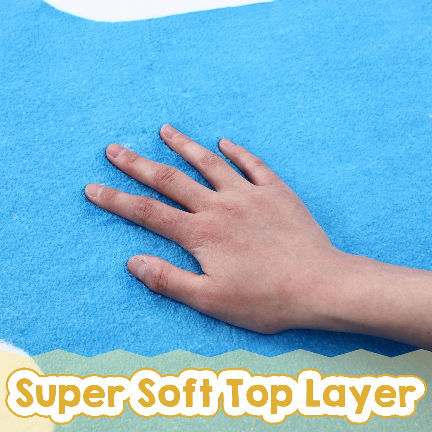 Breling Classroom Carpets Playmat Rugs 6x9 ft Blue Kids Classroom Rugs with Rubber Backing, Cloud Pattern Children's Seating Nursery Play Mat for Preschool Elementary Playroom Kindergarten