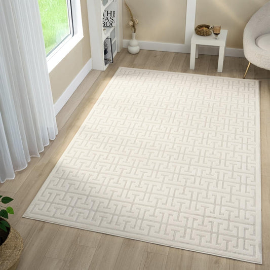 LUXE WEAVERS Modern Geometric Trellis Cream 6x9 Area Rug