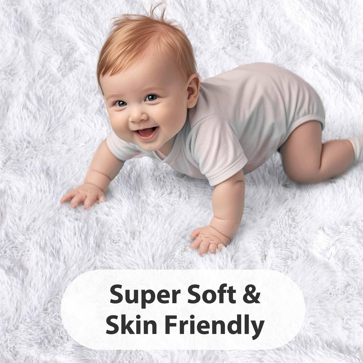 FinRèc White Rugs for Bedroom Living Room, 4x6 Feet Fluffy Shaggy Area Rug, Non-Slip Soft Shag Rug for Nursery Kids Room Dorm Room Home Decor, Indoor Plush Floor Carpet