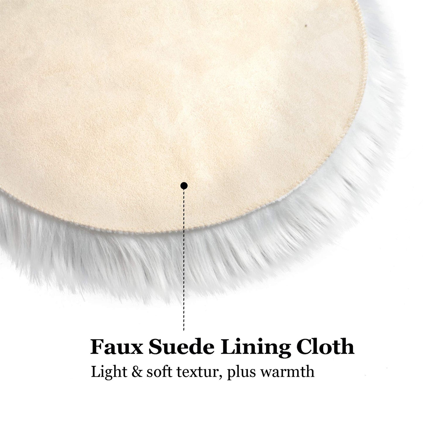 IVON 4pcs 15.5'' White Round Faux Fur Rug, Fluffy Soft Rug Cushion for Chair, Background for Nail Desk Photos