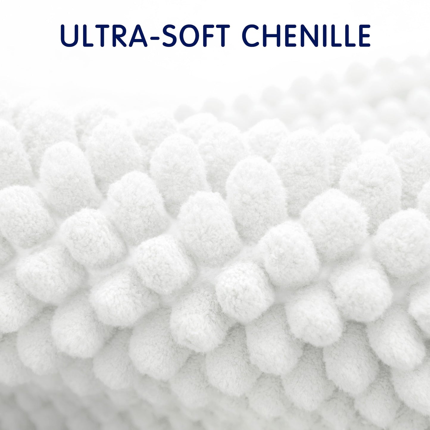 SUBRTEX Bathroom Rugs Chenille Bath Rug Soft Short Plush Bath Mat Soft Shower Mat Water Absorbent Shower Mat Quick Dry Machine Washable(White,18" x 24")