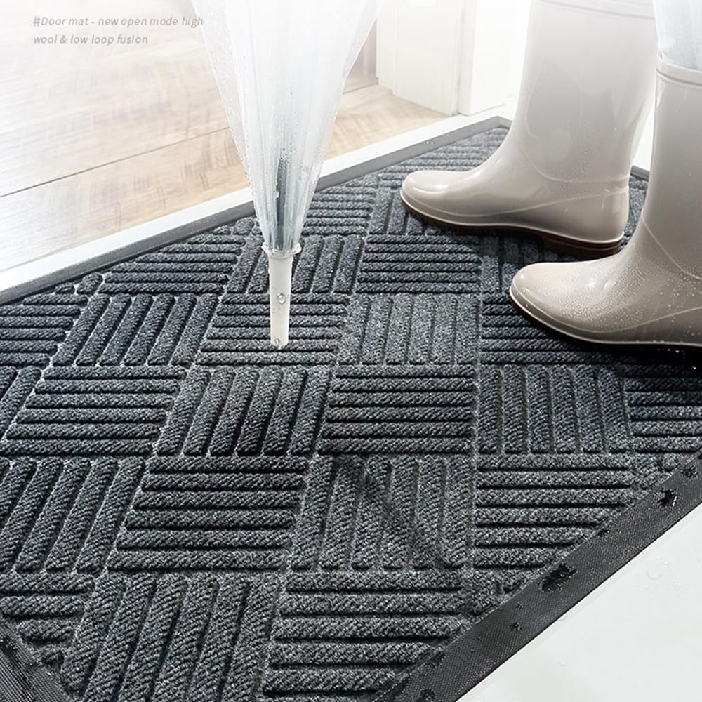 MATZEN Diamond Entrance Mats Indoor Outdoor, Front Door Mat Entryway Entrance Waterproof Outdoor Doormat, Heavy Duty Non Slip Durable Weatherproof Porch Deck Terrace Office Entrance Mat, 4x2, Blue