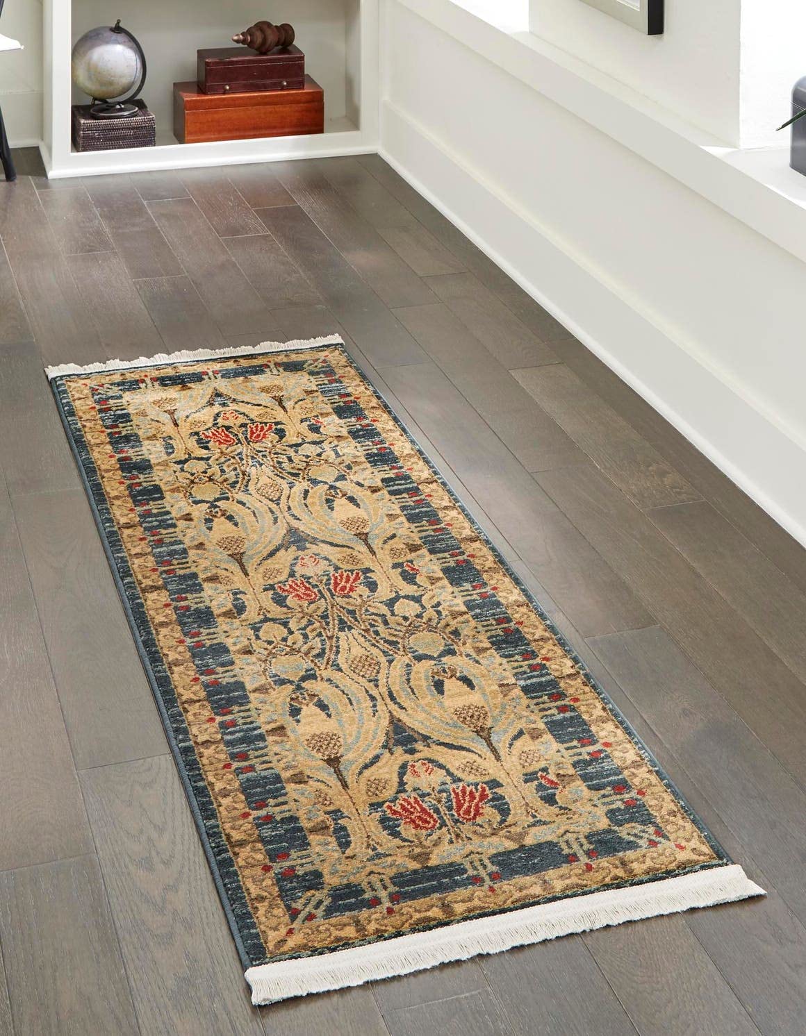 Unique Loom Edinburgh Collection Area Rug - Canmore (2' x 8' Runner, Navy Blue/ Tan)
