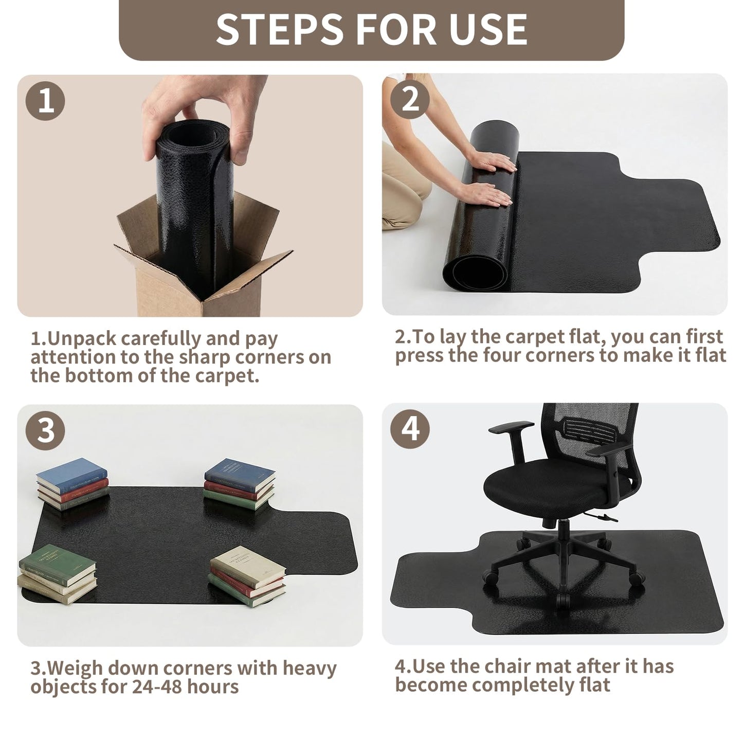 Office Chair Mat for Low Pile Carpeted Floors with Lip, 48" x 60" Heavy Duty Floor Mat for Desk Chair on Carpet,Easy Glide Carpet Protector Mat for Computer Chairs,Rolling Chairs,Office,Home,Anti-slip