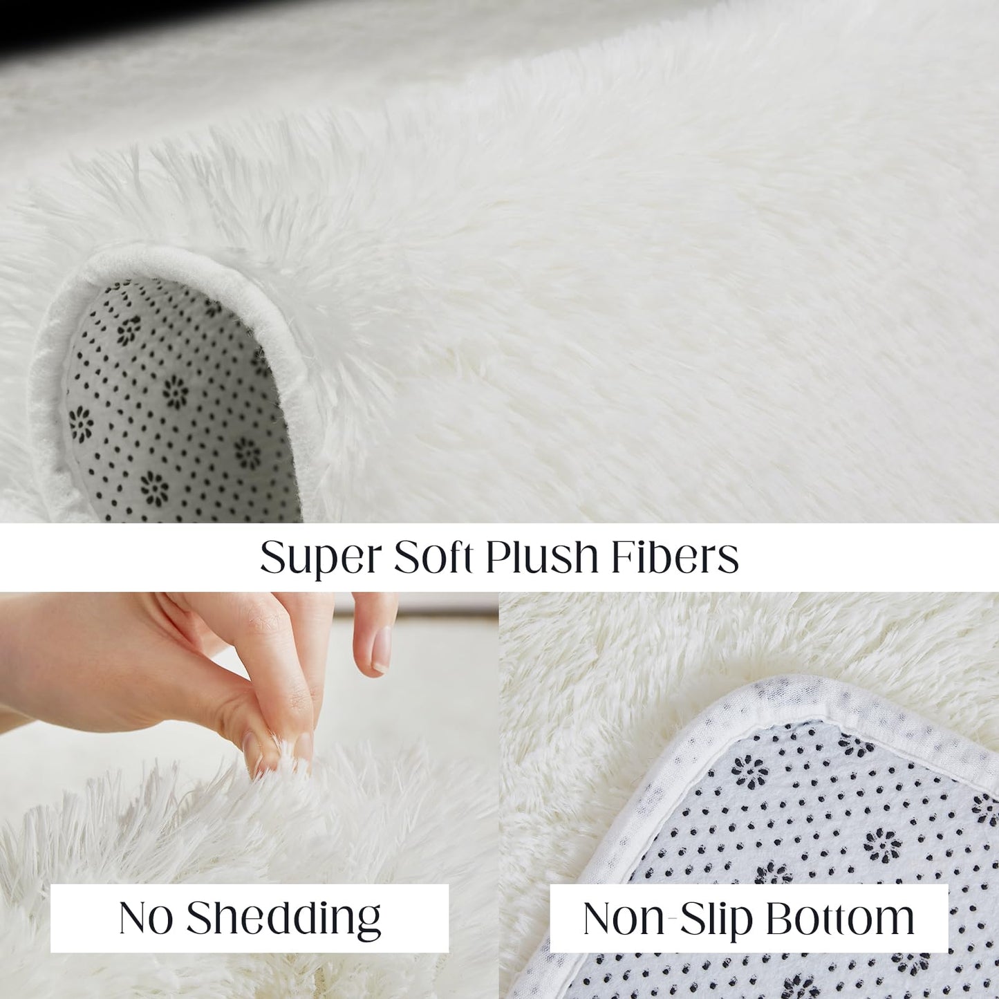 Puremy Fluffy White Rugs for Bedroom, 5x7 Plush Cream Area Rugs for Living Room, Non-Slip Shag Floor Carpet for Kids Room, Girls Room, Bedside, Playroom, Indoor Decor