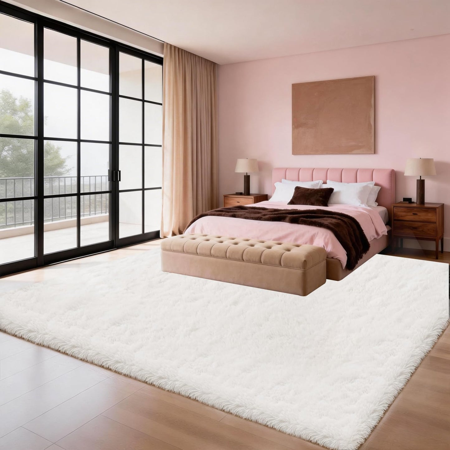 9x12 Shag Area Rugs for Living Room, Extra Large Ultra Soft Fluffy Furry Rug for Bedroom, Indoor Carpet Plush Fuzzy Nursery Rugs for Kids Girls and Boys, Dorms, Classroom, Home Decor Aesthetic, White