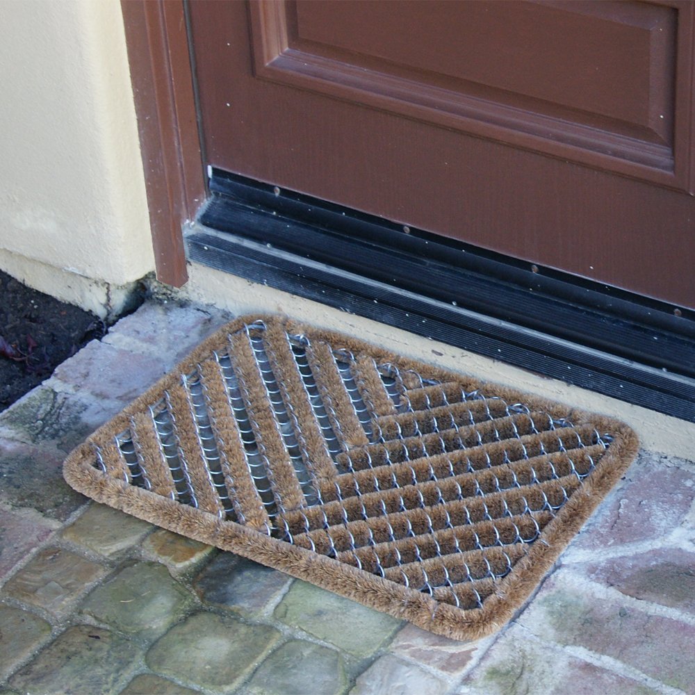 Rubber-Cal Herringbone Outdoor Scraper Door Mat, 18 by 30-Inch