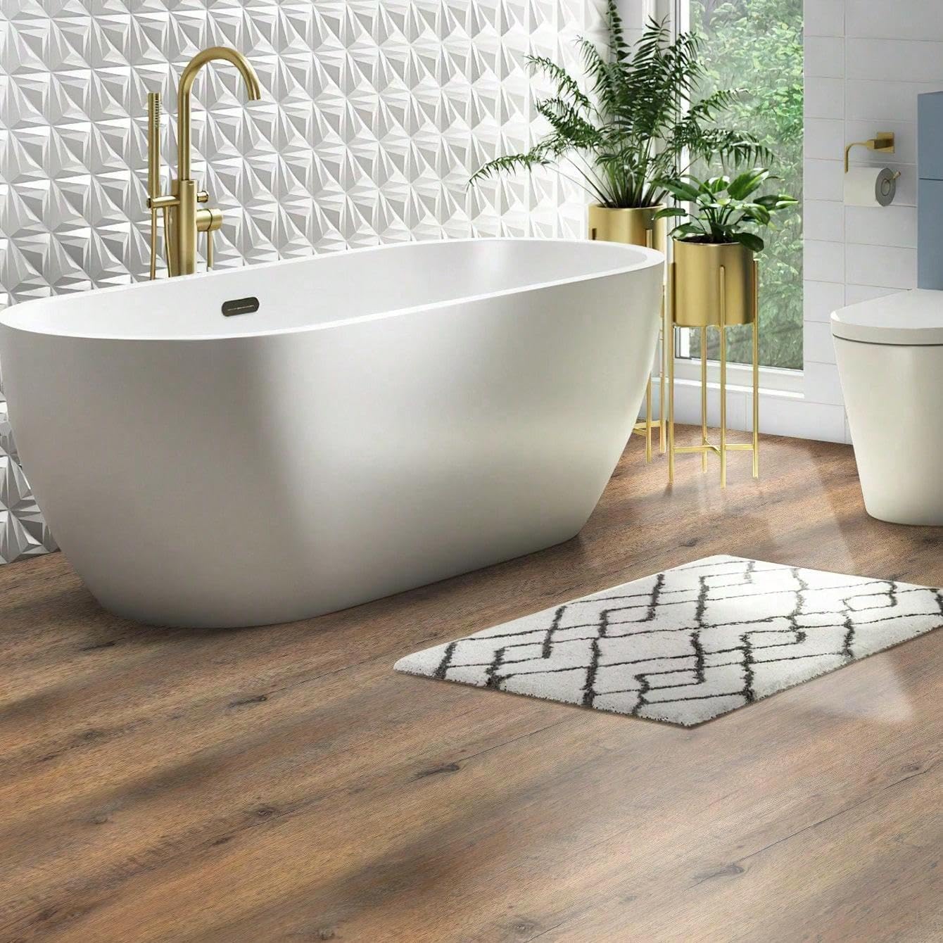 Luxury Thicken Wood Grain Peel and Stick Floor Tiles Self-Adhesive Vinyl Flooring Roll-DIY Easy for Wall and Floor,Hard Surface/Waterproof/Anti Slip (Brown Vinyl Flooring, 17.72 "W x 118" L)