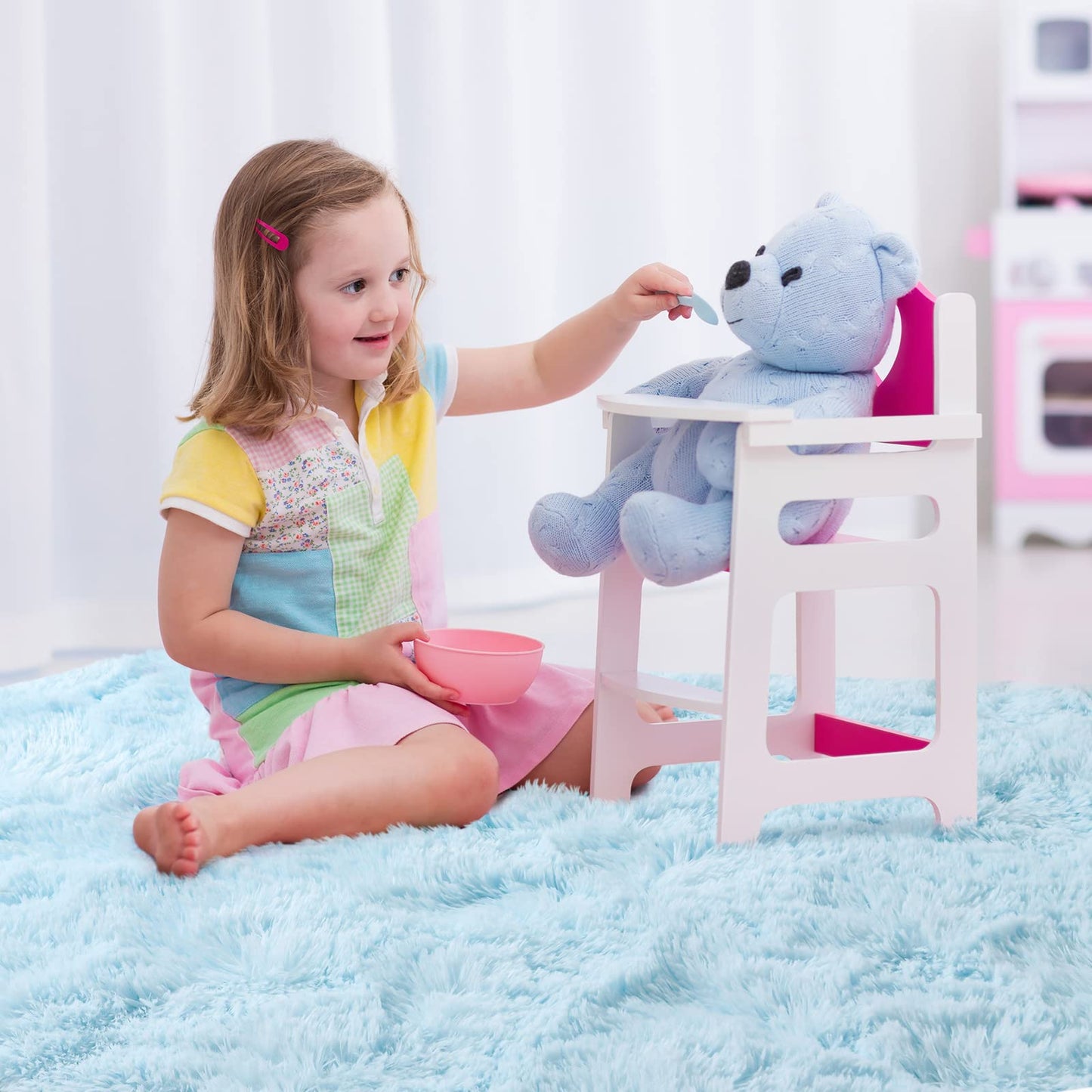 Merelax Soft Modern Indoor Shaggy Area Rug for Bedroom Livingroom Dorm Kids Room Home Decorative, Non-Slip Plush Fluffy Furry Fur Rugs Comfy Nursery Accent Floor Carpet 3x5 Feet, Baby Blue