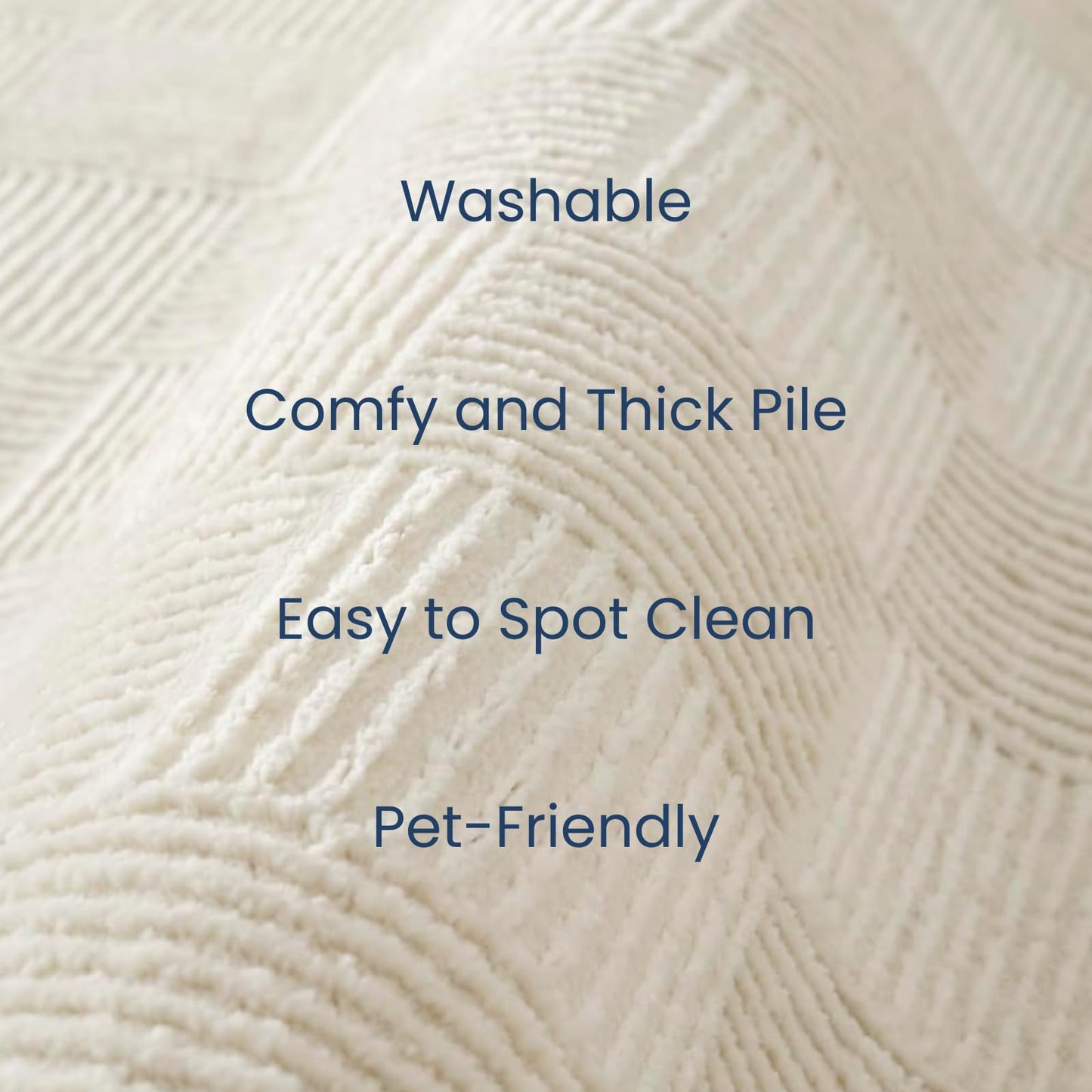 Revival Rugs Willow 2'x3' Area Rugs for Kitchen Bedroom - Washable, 100% Recycled, Oeko-TEX Certified, Medium Pile, Modern, Beige, Cream